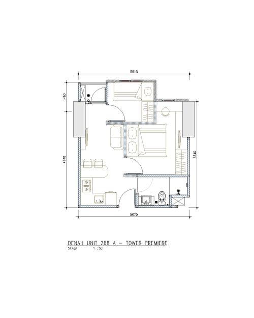 foto denah rumah tipe 2BR perumahan BeSS MANSION APARTMENT