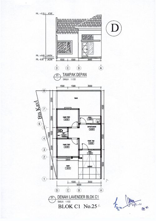 foto denah rumah tipe 33/88 perumahan 3 BISNIS CENTER KARAWANG