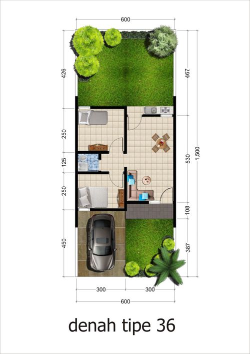 foto denah rumah tipe 36 perumahan Permata Gowa