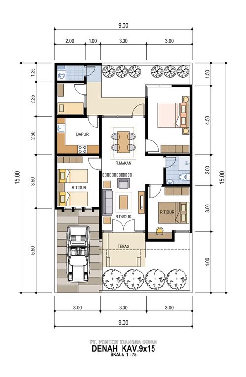 foto denah rumah tipe SAPPHIRE 9 X 15 perumahan OPAL RESIDENCE