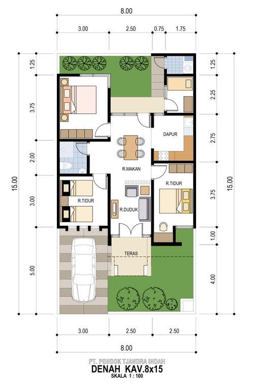 foto denah rumah tipe SAPPHIRE 8 X 15 perumahan OPAL RESIDENCE