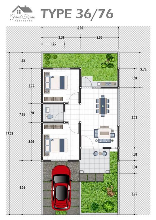 foto denah rumah tipe 36 perumahan GRAND TAPIAN RESIDENCE 2