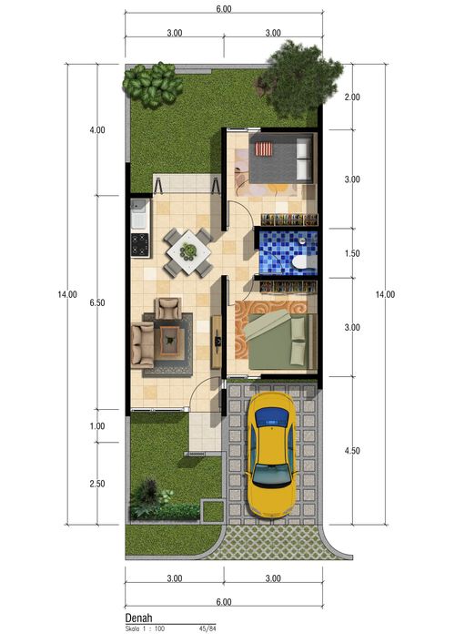 foto denah rumah tipe 45/98 1 lantai Tahap 2 perumahan Garden Residence