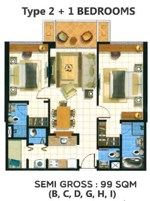 foto denah rumah tipe CTB (BEECH 3BR) perumahan TAMAN ANGGREK RESIDENCES