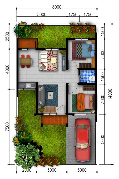 foto denah rumah tipe 54/112 1 lantai Tahap 1 perumahan Garden Residence