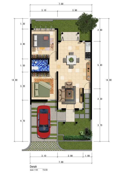 foto denah rumah tipe 54/120 1 lantai Tahap 2 perumahan Garden Residence