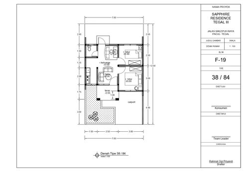 foto denah rumah tipe ZAMRUD 38 perumahan SAPPHIRE RESIDENCE TEGAL