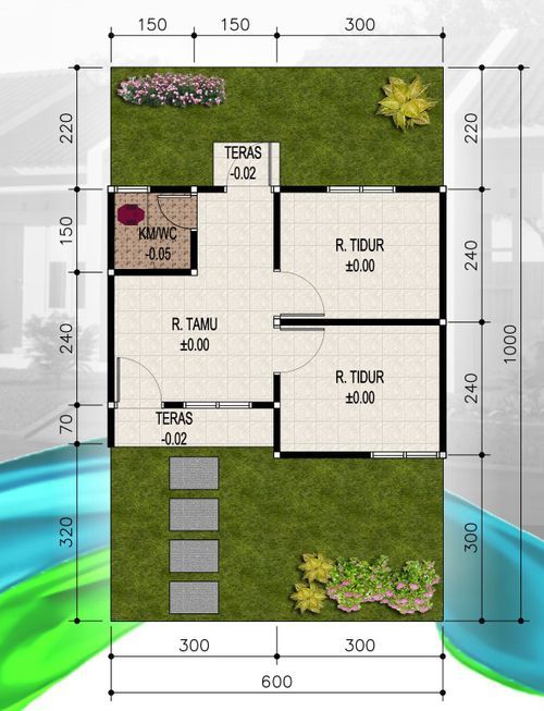 foto denah rumah tipe RST 27/60 (TEPI) BATA MERAH B2/21 perumahan Jeruksawit Permai 159 Unit