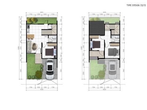 foto denah rumah tipe 72/72 perumahan Prive Hills Residence