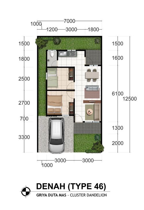 foto denah rumah tipe Rumah Tinggal 46/182 (4) perumahan Griya Duta Mas Cluster Dandelion