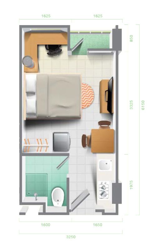foto denah rumah tipe Studio perumahan KALIANA APARTMENT TOWER ASTER