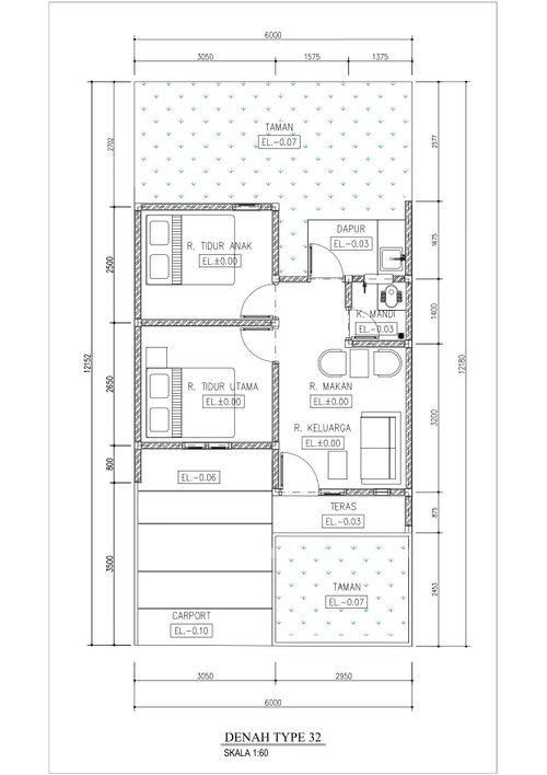 foto denah rumah tipe 32/73 perumahan GREEN PESONA ABADI 1