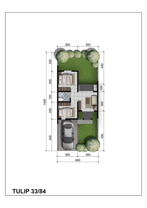 foto denah rumah tipe Tulip 1 perumahan CitraIndah City Bukit Tulip