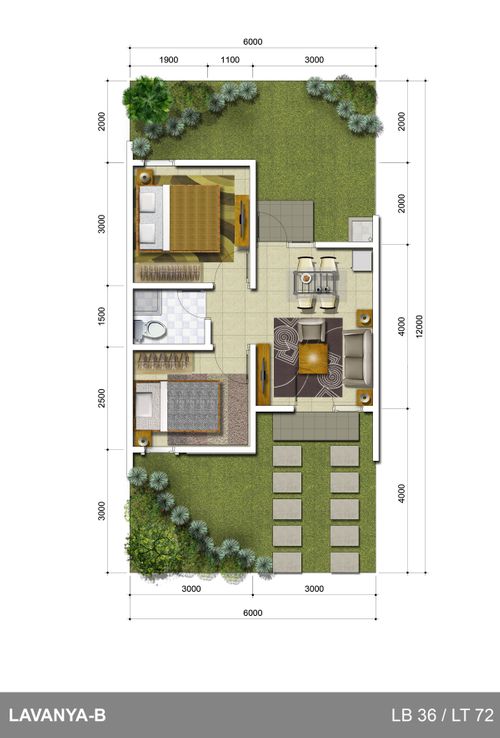 foto denah rumah tipe VERDHANA-A SUDUT perumahan CITRAGRAND GALESONG CITY LAVANYA
