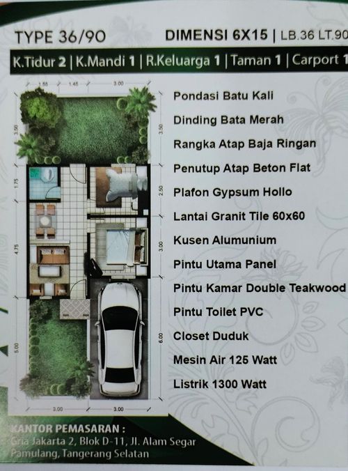 foto denah rumah tipe 36/90 perumahan GRIA JAKARTA 2