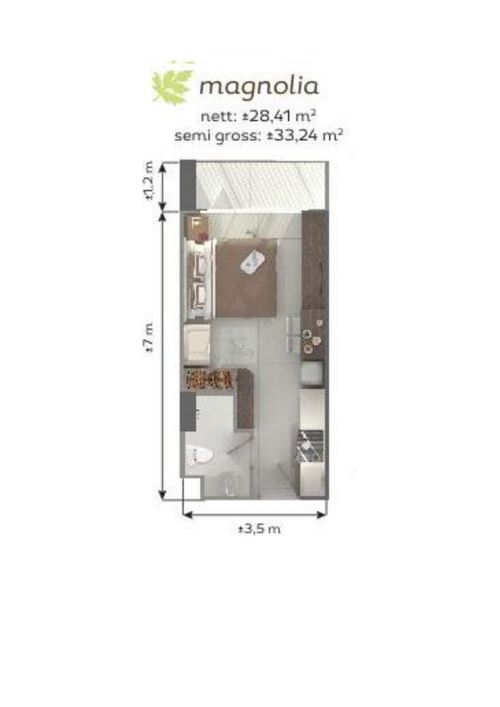 foto denah rumah tipe MAGNOLIA perumahan Galeri Ciumbuleuit Apartment 3