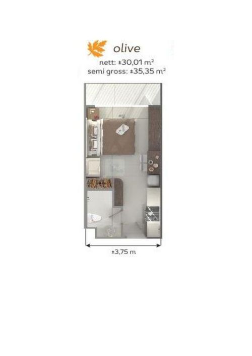 foto denah rumah tipe OLIVE perumahan Galeri Ciumbuleuit Apartment 3