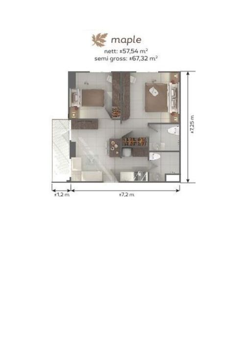 foto denah rumah tipe MAPLE perumahan Galeri Ciumbuleuit Apartment 3