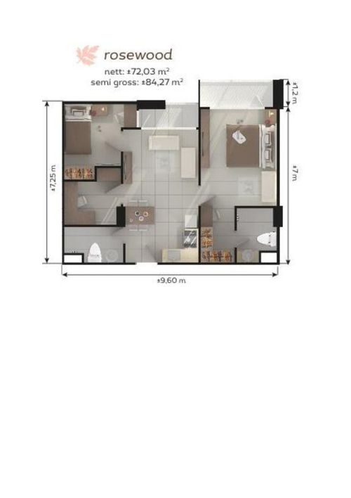 foto denah rumah tipe ROSEWOOD perumahan Galeri Ciumbuleuit Apartment 3