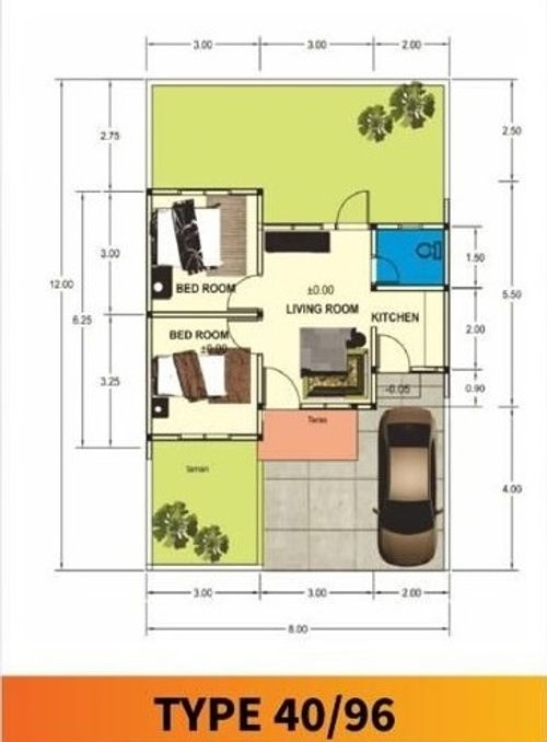 foto denah rumah tipe 40 perumahan SAPPHIRE TOWNHOUSE SLAWI