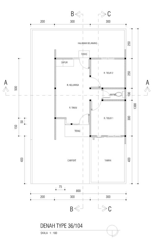 foto denah rumah tipe 36/104 perumahan GRAHA CENDANA