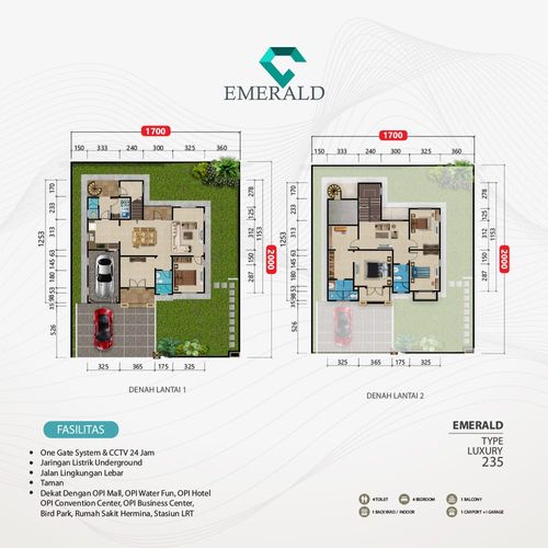 foto denah rumah tipe Cluster Emerald 235 perumahan OPI REGENCY 2 CLUSTER EMERALD