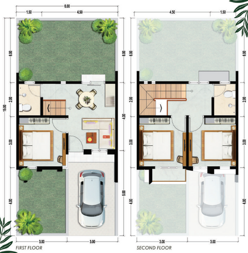 foto denah rumah tipe Rosemary perumahan GREEN ORCHID RESIDENCE