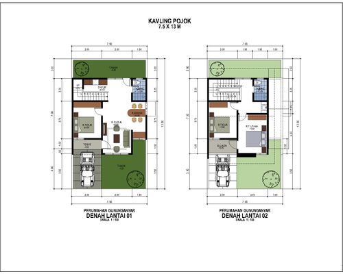 foto denah rumah tipe 7,5x13 perumahan PERUMAHAN CENTRAL PARK MERR