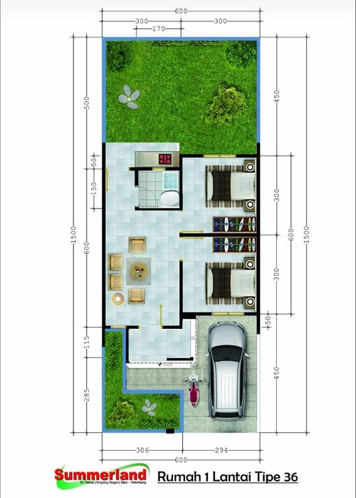 foto denah rumah tipe 36/90 perumahan PERUMAHAN SUMMERLAND