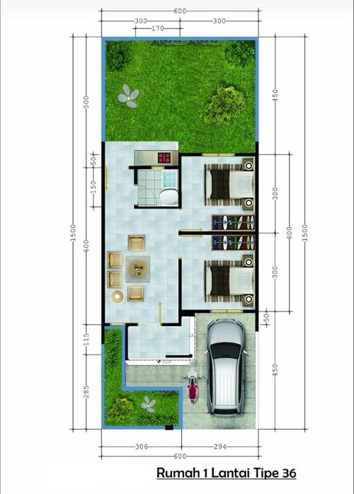 foto denah rumah tipe 36/100 perumahan PASUNDAN LAND