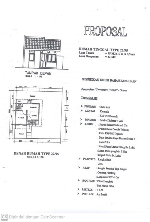 foto denah rumah tipe 22/95 perumahan Tamansari Permai