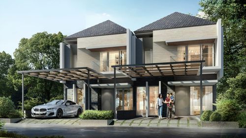 foto tampak rumah tipe Bidara perumahan Botanical Puri Asri