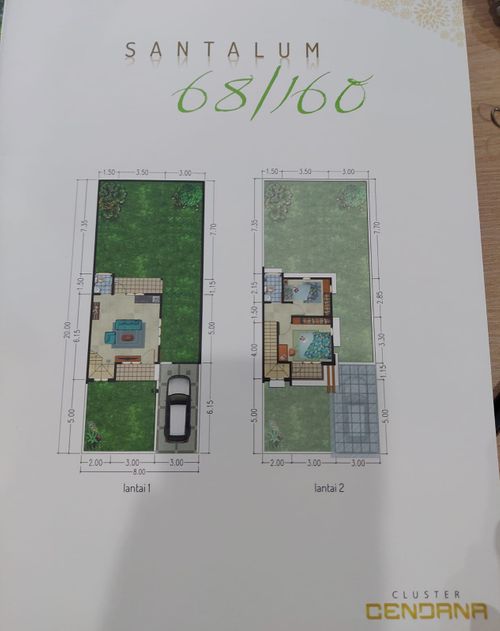 foto denah rumah tipe Santalum perumahan CLUSTER CENDANA GREEN ARA KHI