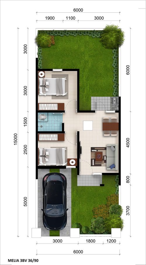 foto denah rumah tipe Melia 3 Boulevard Hoek (135) perumahan CitraIndah City