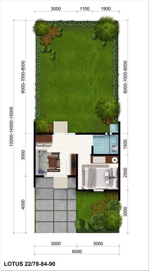 foto denah rumah tipe Lotus 2B Hoek (133) perumahan CitraIndah City