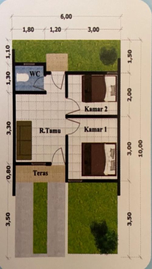 foto denah rumah tipe 30/60 perumahan Graha Mutiara Cempaka 2