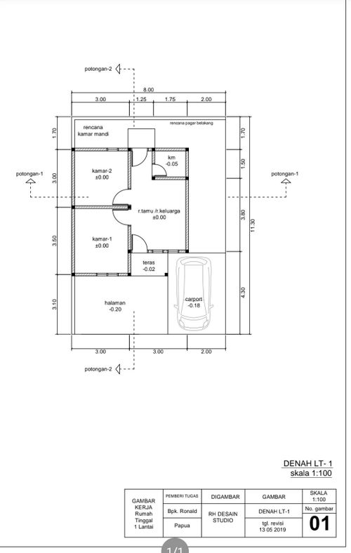 foto denah rumah tipe TIVE 36 perumahan RESIDENCE TIMIKA 3