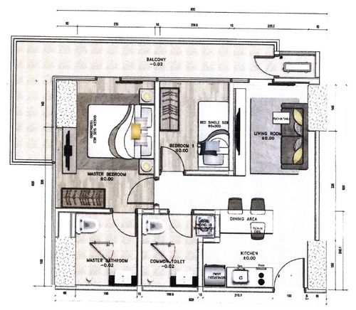 foto denah rumah tipe 2BCB perumahan Capitol Suites