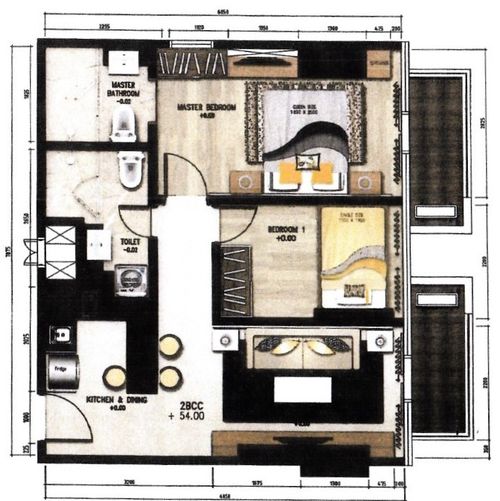 foto denah rumah tipe 2BCC perumahan Capitol Suites