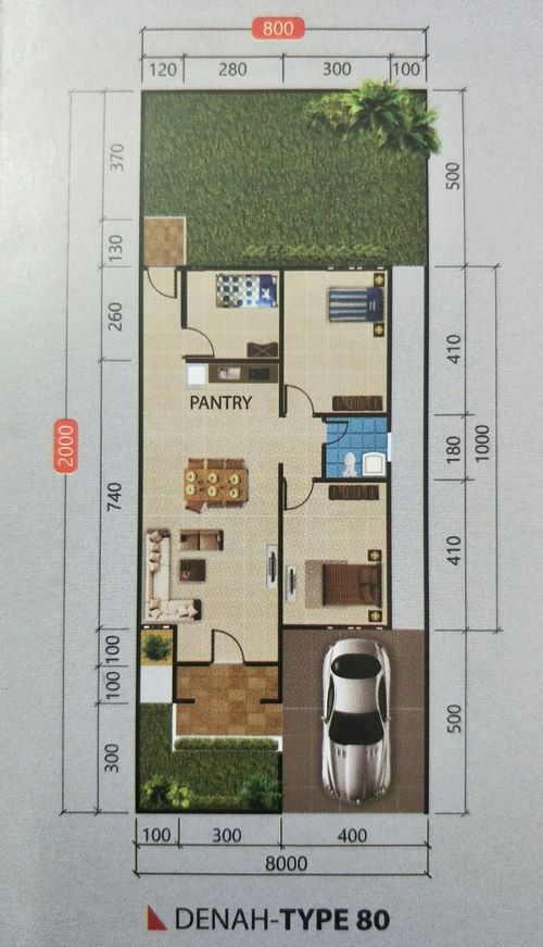 foto denah rumah tipe Cluster Ruby 80/152 perumahan OPI REGENCY 2 CLUSTER RUBY
