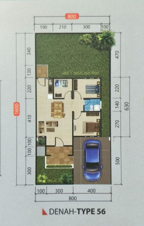 foto denah rumah tipe Cluster Ruby 56/128 perumahan OPI REGENCY 2 CLUSTER RUBY