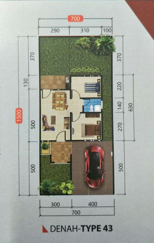 foto denah rumah tipe Cluster Ruby 43/112 perumahan OPI REGENCY 2 CLUSTER RUBY