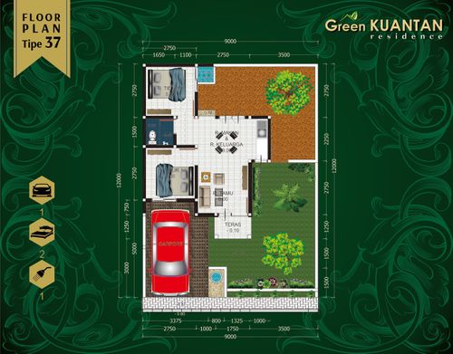 foto denah rumah tipe 37 perumahan GREEN KUANTAN RESIDENCE