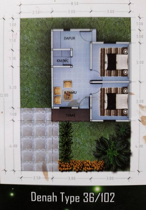 foto denah rumah tipe Mandiri Asri 2 perumahan Karya Mandiri Asri