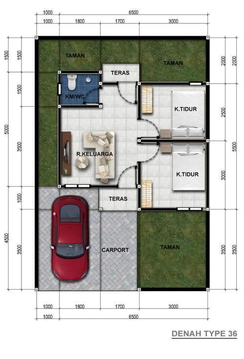 foto denah rumah tipe 36/84 perumahan Mumtaz Raya Residence
