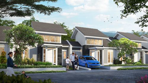 foto tampak rumah tipe Tulip 5 Boulevard perumahan CitraIndah City Bukit Tulip