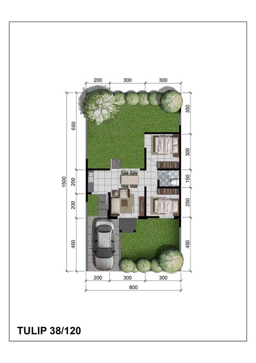 foto denah rumah tipe Tulip 5 Boulevard perumahan CitraIndah City Bukit Tulip