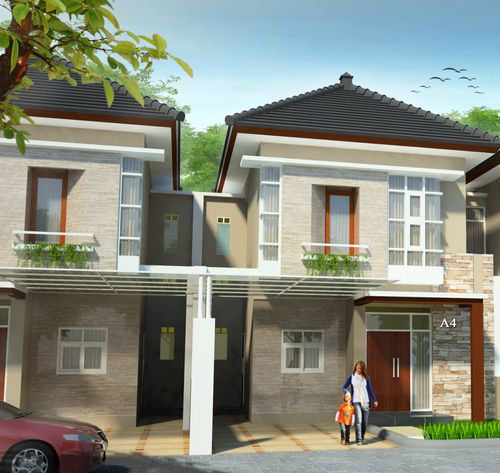 foto tampak rumah tipe 98/133 perumahan CAKRA LAND TOWN HOUSE