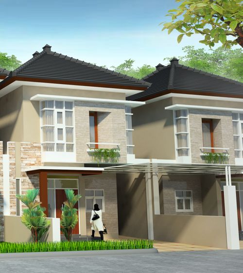 foto tampak rumah tipe 98/126 perumahan CAKRA LAND TOWN HOUSE
