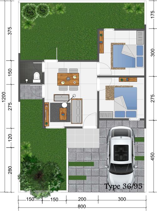 foto denah rumah tipe Milenial 36 perumahan Nirwana Green Land
